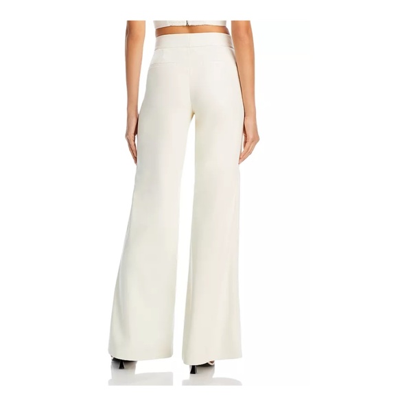 Alice and Olivia Dylan High Waist Faux Vegan Leather Fleeced Wide Leg Pants 8 - Picture 2 of 16